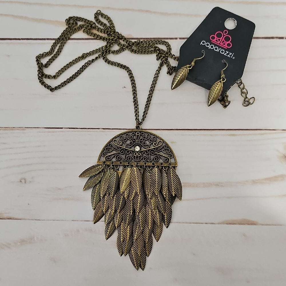 Paparazzi Bronze Leaf Necklace and Earring Set